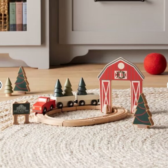 Hearth & Hand with Magnolia Toy Christmas Tree Farm Train Playset 23 piece - Picture 2 of 5